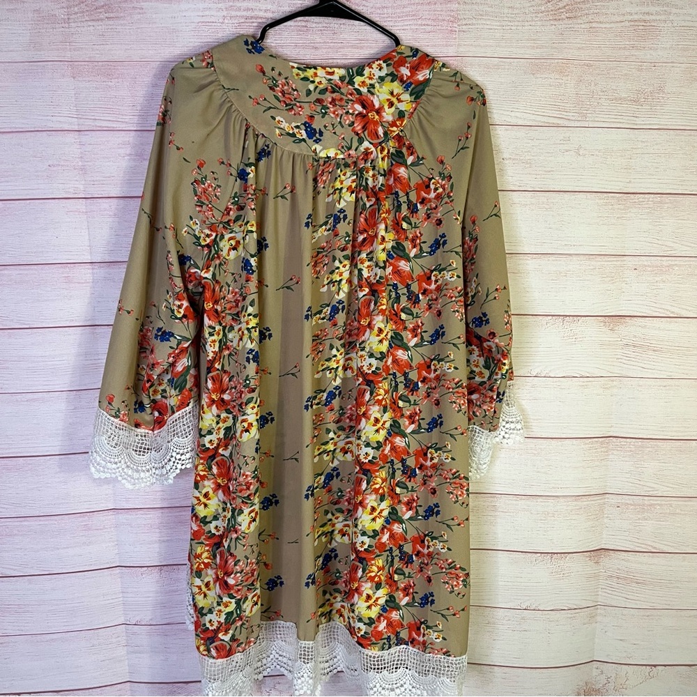 Relipop Floral Lace‎ Open Front Kimono Cardigan Size Medium - Picture 5 of 5
